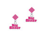 Hot Pink ''Big Sister'' with Heart Hot Pink Crystal Diamond-Shape Earrings