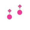 Small Hot Pink Enamel Disc Hot Pink Crystal Diamond-Shape Earrings