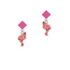 Hot Pink Flamingo Hot Pink Crystal Diamond-Shape Earrings
