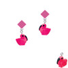 Resin Hot Pink Flamingo Hot Pink Crystal Diamond-Shape Earrings