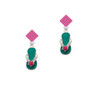 Tropical Blue Flip Flop with Pink Star Hot Pink Crystal Diamond-Shape Earrings