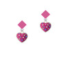 Hot Pink Resin Heart in Frame Hot Pink Crystal Diamond-Shape Earrings