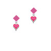 Small Long Hot Pink Heart Hot Pink Crystal Diamond-Shape Earrings