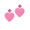 Acrylic 1" Hot Pink Heart Hot Pink Crystal Diamond-Shape Earrings
