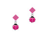 Mini Hot Pink Ladybug Hot Pink Crystal Diamond-Shape Earrings