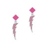 Large Hot Pink Crystal Lightning Bolt Hot Pink Crystal Diamond-Shape Earrings