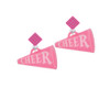 Acrylic 1.25" Hot Pink Cheer Megaphone Hot Pink Crystal Diamond-Shape Earrings