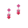 Resin Hot Pink Snow Owl Hot Pink Crystal Diamond-Shape Earrings