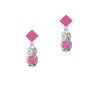 3-D Hot Pink & AB Crystal Owl Hot Pink Crystal Diamond-Shape Earrings