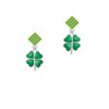 Translucent Green Lucky Four Leaf Clover Lime Green Crystal Diamond-Shape Earrings