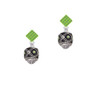 Diagonal Banded Barrel with Lime Green Crystals Spinner Lime Green Crystal Diamond-Shape Earrings