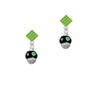 Lime Green Dots on Black Spinner Lime Green Crystal Diamond-Shape Earrings