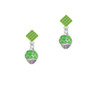 Lime Green Giraffe Print Spinner Lime Green Crystal Diamond-Shape Earrings