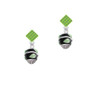 Lime Leaves on Black Band Spinner Lime Green Crystal Diamond-Shape Earrings