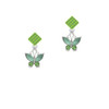 Butterfly with Green Wings Lime Green Crystal Diamond-Shape Earrings