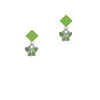 Mini Butterfly with Green Wings & Crystals Lime Green Crystal Diamond-Shape Earrings
