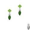 Christmas Lights - Green Resin Lime Green Crystal Diamond-Shape Earrings