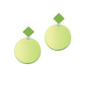 Acrylic 1" Disc Lime Green Imitation Pearl Lime Green Crystal Diamond-Shape Earrings