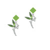 Large Fairy with Lime Green Wings Lime Green Crystal Diamond-Shape Earrings