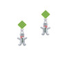 Gingerbread Man with Red Scarf and Green Buttons Lime Green Crystal Diamond-Shape Earrings