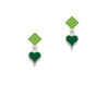 Small Long Green Heart Lime Green Crystal Diamond-Shape Earrings