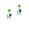 Love with Green Paw Lime Green Crystal Diamond-Shape Earrings