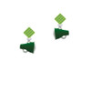 Small Green Megaphone Lime Green Crystal Diamond-Shape Earrings