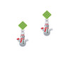Snowman with Red Scarf and Green Buttons Lime Green Crystal Diamond-Shape Earrings