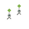 Scroll Ribbon with Green Crystal Lime Green Crystal Diamond-Shape Earrings