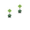Small Green Paw Lime Green Crystal Diamond-Shape Earrings