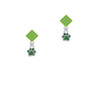 Mini Translucent Green Paw Lime Green Crystal Diamond-Shape Earrings