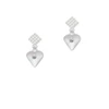 Large April - Clear Crystal Heart White Clear Crystal Diamond-Shape Earrings