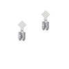 Small Ballet Slippers White Clear Crystal Diamond-Shape Earrings