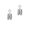 Large Ballet Slippers White Clear Crystal Diamond-Shape Earrings