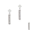 Mother Daughter Friends Forever Bar White Clear Crystal Diamond-Shape Earrings