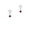 January - Maroon - 6mm Crystal Bicone White Clear Crystal Diamond-Shape Earrings