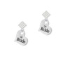 Large Bride Heart White Clear Crystal Diamond-Shape Earrings