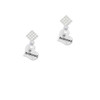 Small Bridesmaid Heart White Clear Crystal Diamond-Shape Earrings