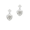 Small Celtic Heart Knot White Clear Crystal Diamond-Shape Earrings