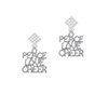 Peace Love Cheer White Clear Crystal Diamond-Shape Earrings