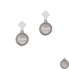 Stainless Steel Breathe on Flange White Clear Crystal Diamond-Shape Earrings