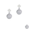 Engraved Breathe White Clear Crystal Diamond-Shape Earrings