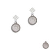 Stainless Steel Nevertheless She Persisted on Flange White Clear Crystal Diamond-Shape Earrings