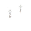 Mini Clef with AB Crystal White Clear Crystal Diamond-Shape Earrings