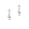 Medium Clef with AB Crystal White Clear Crystal Diamond-Shape Earrings