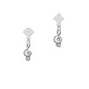 Clef White Clear Crystal Diamond-Shape Earrings
