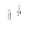 Cornet White Clear Crystal Diamond-Shape Earrings