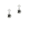 Capital Letter - & - Pebble Disc - White Clear Crystal Diamond-Shape Earrings