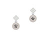 Disc 1/2'' - Symbol - Asterisk - * - White Clear Crystal Diamond-Shape Earrings