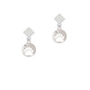 Bear Paw Silhouette White Clear Crystal Diamond-Shape Earrings